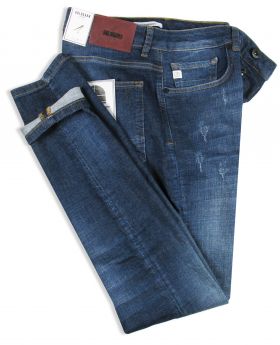 Goldgarn U2 2580 Slim Fit dark blue distressed High Flex Denim 