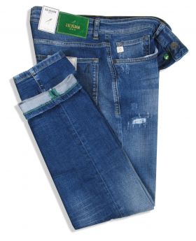 Goldgarn Herren Jeans U2 1090 Slim Fit midblue distressed 