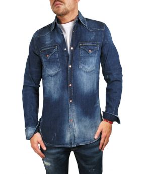 GOLDGARN Herren Jeanshemd Wassertum 1030 dark blue
