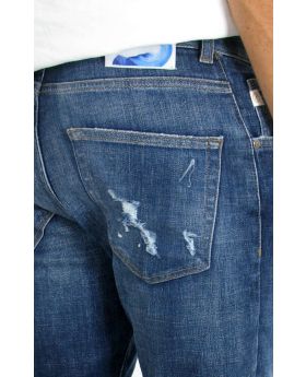 Goldgarn Herren Jeans NECKARAU Twisted Cropped dark blue destroyed