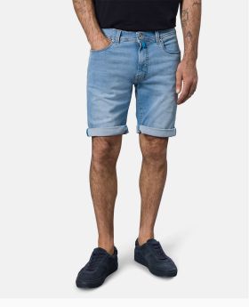 Pierre Cardin Herren Shorts Lyon Bermuda light indigo washed Stretch Denim