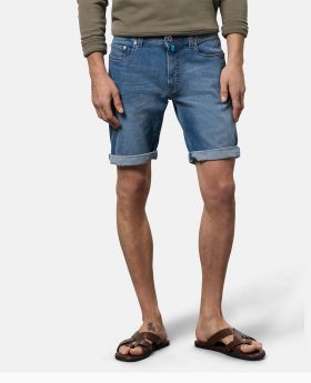 Pierre Cardin Herren Shorts Lyon Bermuda vintage summer blue Stretch Denim